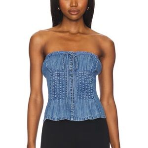 NWT Free People Denim Wink Wink Tube Top in Medium Wash